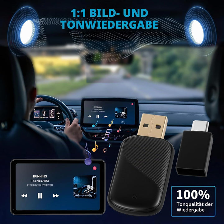 2 IN 1 Wireless Android Auto &amp; Carplay Wireless Adapter, Convert Wired to Wireles s Carplay Dongle,