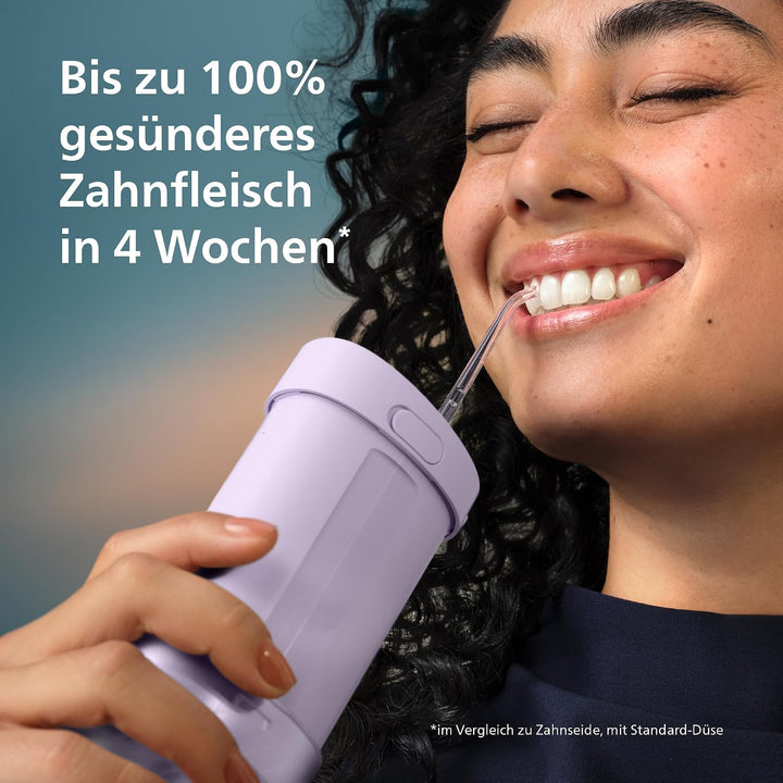 Philips Sonicare Compact Flosser 1000, tragbare Munddusche mit 3 Reinigungsprogrammen, IPX7 wasserdi
