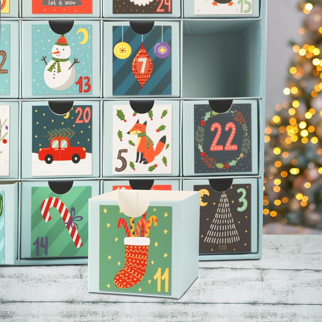 Adventskalender zum Selbst Befüllen – 24 wiederverwendbare Boxen (6x6x6 cm), Kalender DIY, ideal für