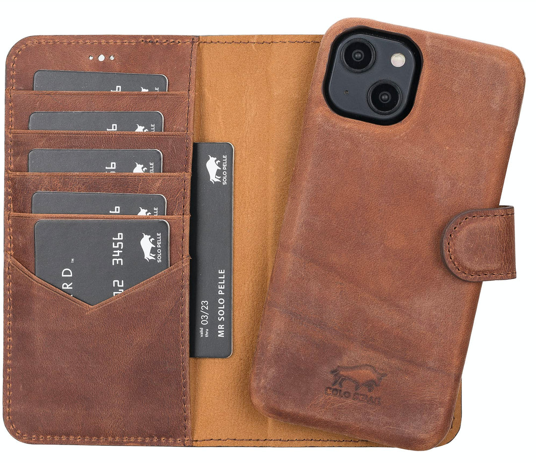 Solo Pelle Lederhülle kompatibel für iPhone 14 in 6.1 Zoll abnehmbare Hülle (2in1) inkl. Kartenfäche