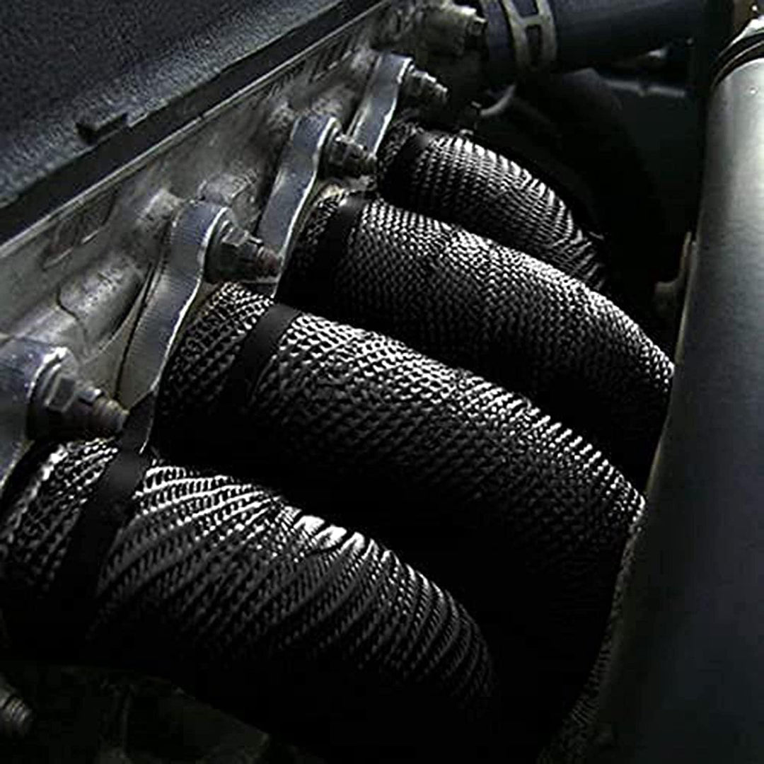 Hitzeschutzband Motorrad 15M Schwarz, Auspuff Hitzeschutzband mit 12 Stück 300x4,6 mm Deecam Kabelbi