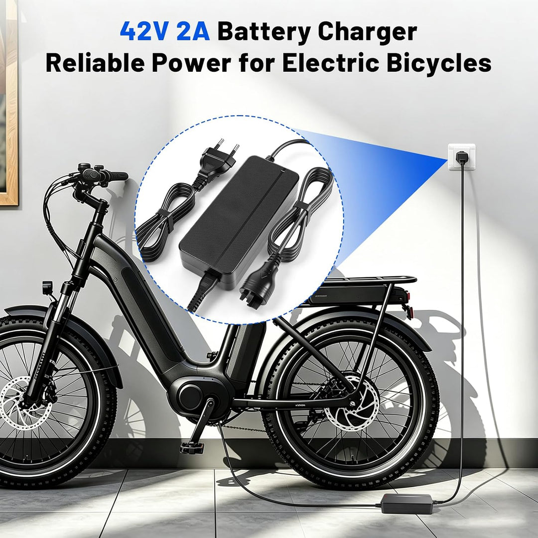 Für Bosch 36V E-Bike Ladegerät, 42V 2A Netzteil für PowerPack und PowerTube | 100-240V Reise-Ersatz