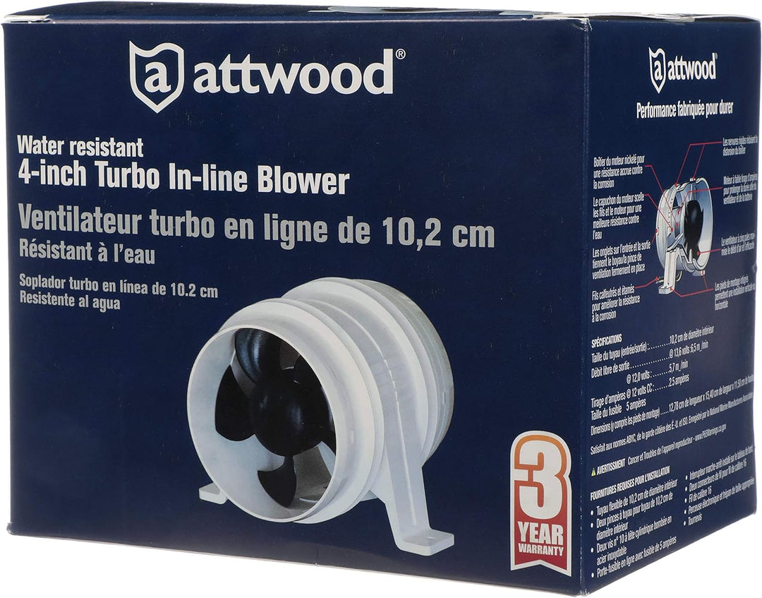 Attwood 1749-4 Inline-Bilgengebläse Motorraumlüfter / Abluftventilator, Entlüfter der Serie Turbo 40
