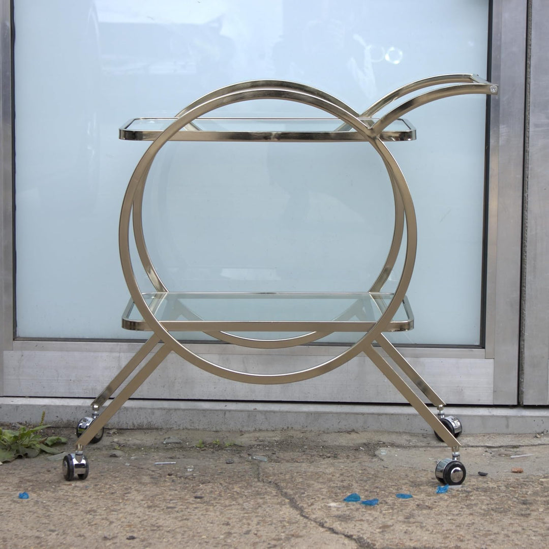 Rechteckiger Servierwagen aus Metall, Glas, für Getränke, Bar, Wagen, mobile Kücheninsel
