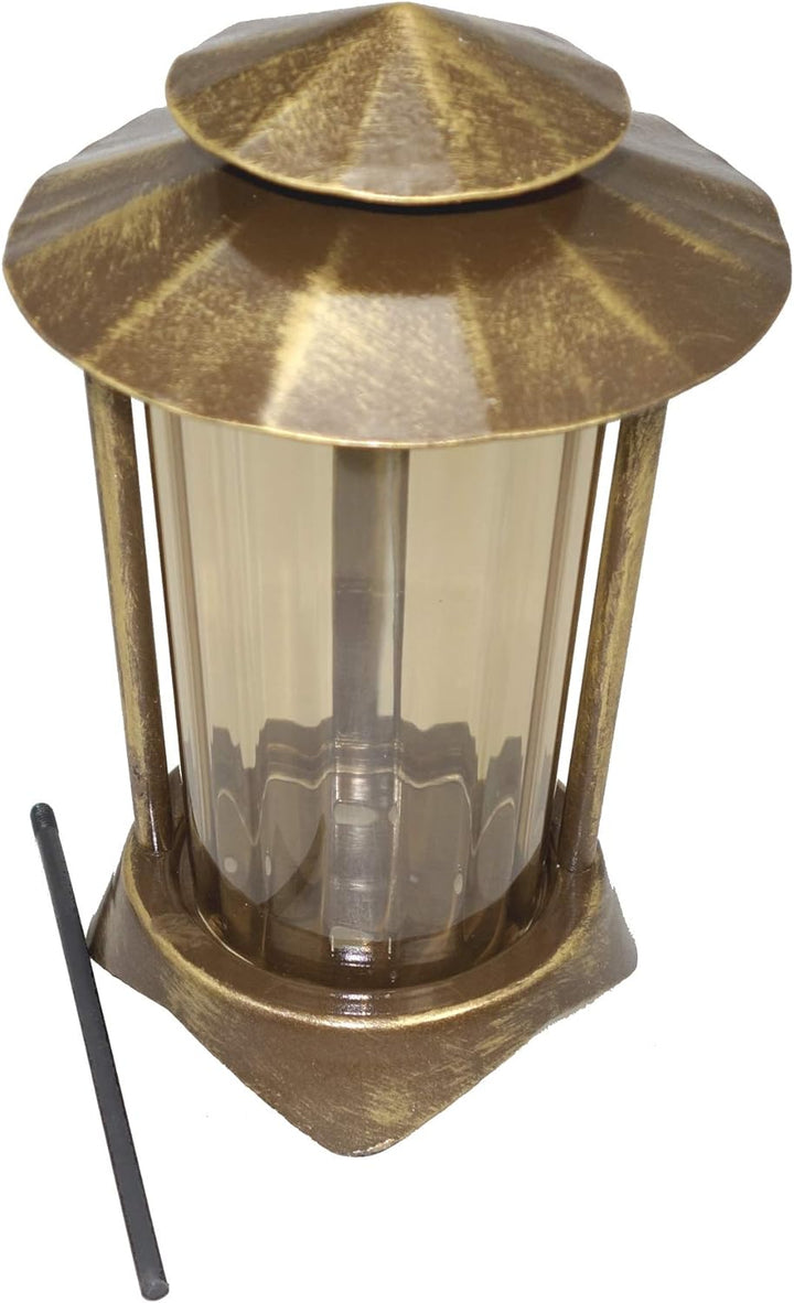 Grablaterne, Grablampe, Grablicht, aus Stahl mit Erdanker 2499 (Bronze pat.), Bronze Pat.