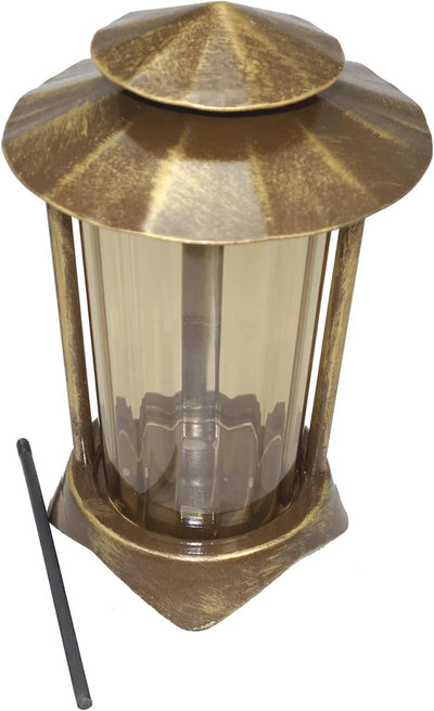 Grablaterne, Grablampe, Grablicht, aus Stahl mit Erdanker 2499 (Bronze pat.), Bronze Pat.