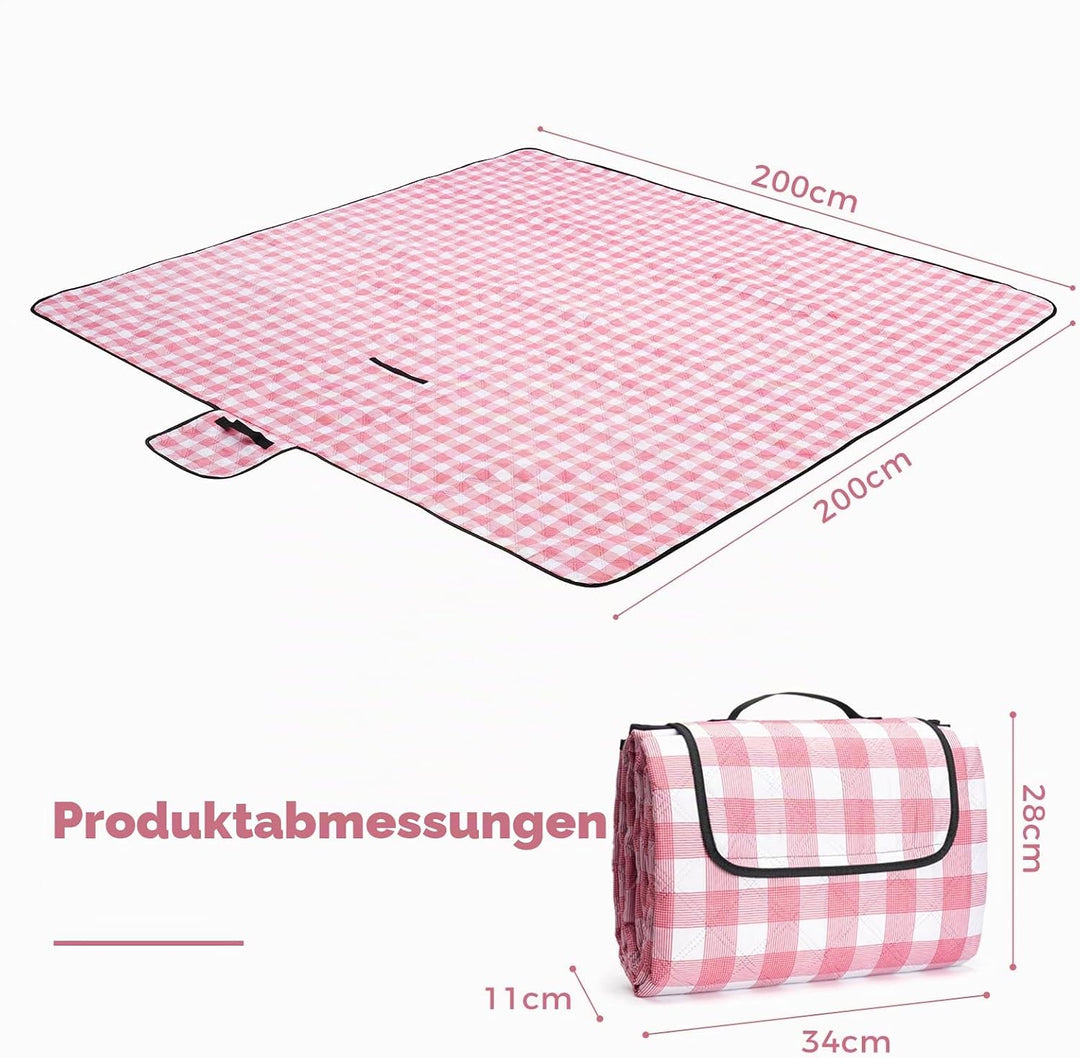Oak &amp; Tea Picknickdecke Wasserdicht 200x200 cm XXL Sandfrei Isoliert Maschinenwaschbar Stranddecke C