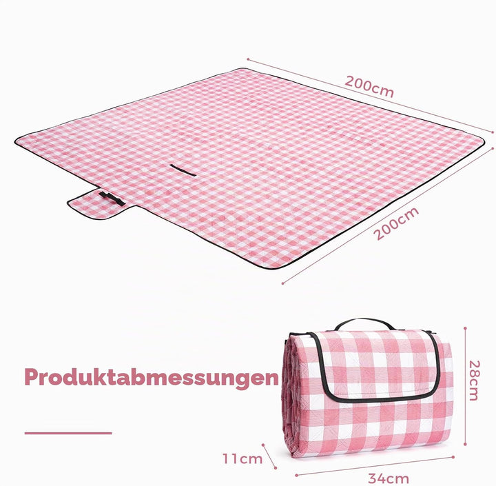 Oak &amp; Tea Picknickdecke Wasserdicht 200x200 cm XXL Sandfrei Isoliert Maschinenwaschbar Stranddecke C