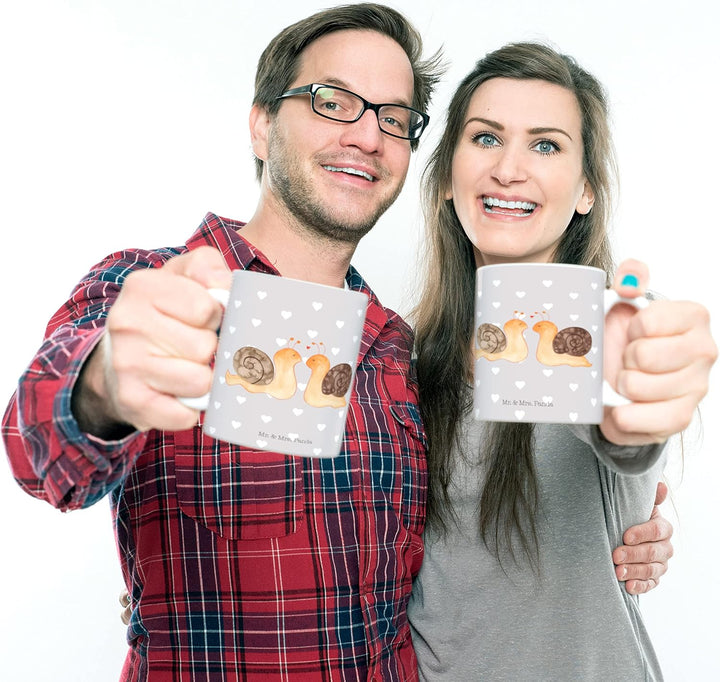 Mr. & Mrs. Panda Plastikbecher Schnecken Liebe - Geschenk, Pott, Mehrwegbecher, glücklich, Verliebt,