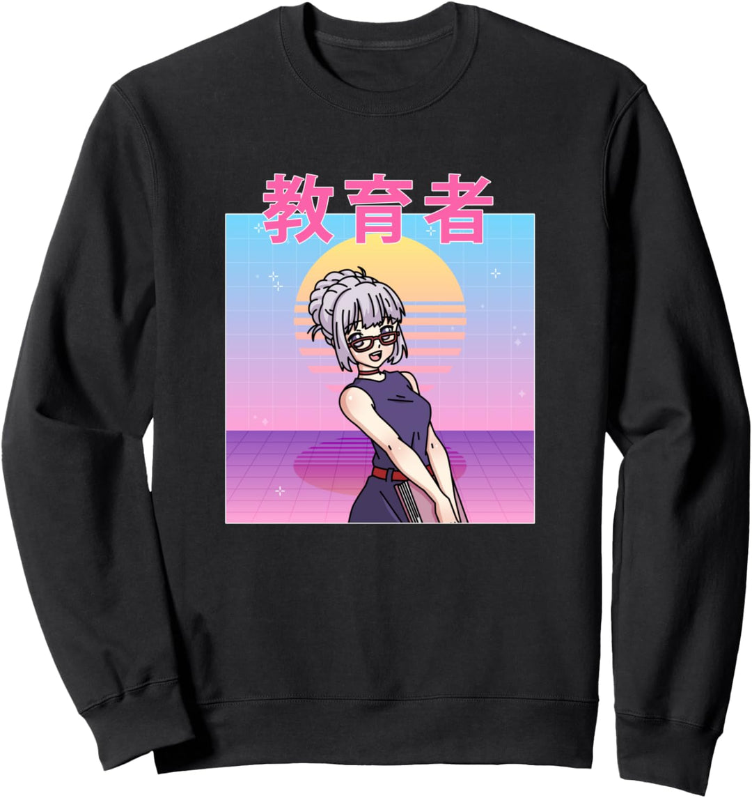 Lustige Retro 90er Japanisch Kawaii Anime Lehrer Frauen Sweatshirt