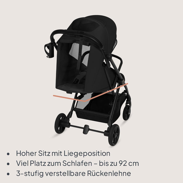 Lionelo Tansi Reisebuggy bis 22 kg, 6 Monate–4 Jahre, Kompakt Faltbar mit Einhand Auto Folding, Grav
