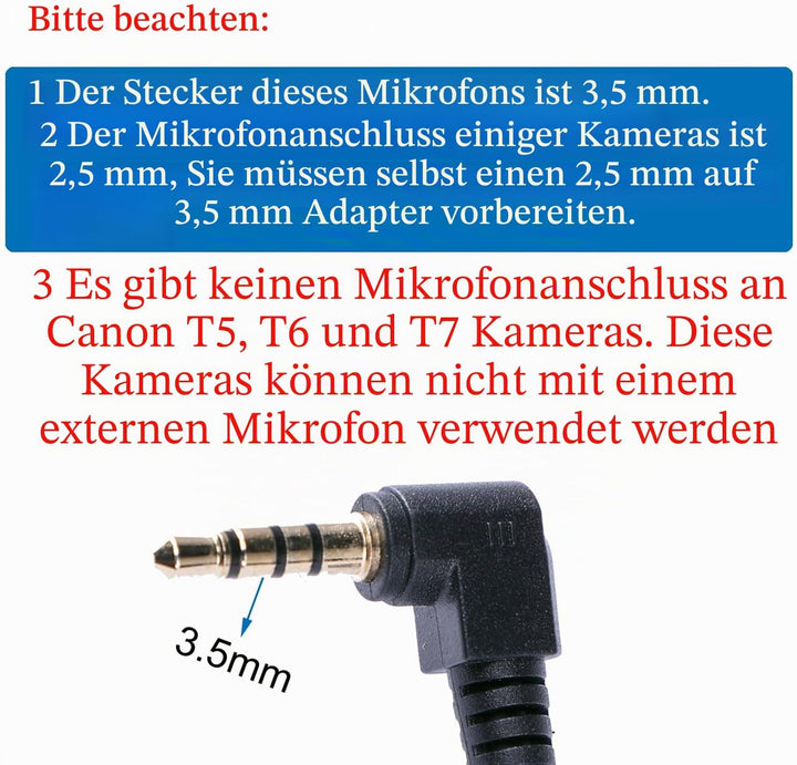 Nicama 3.5mm Kamera Shotgun Mikrofon für DSLR Kamera Canon EOS Nikon Sony Camcorder (Nicht für Canon