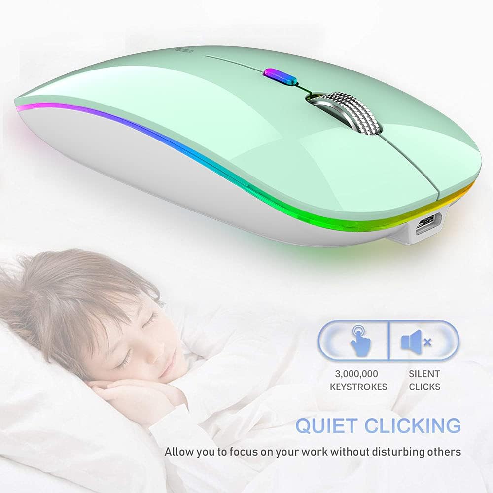 Uiosmuph Bluetooth Maus Kabellose, LED Funkmaus wiederaufladbar Leise Wireless Mouse 2.4GHz Kabellos