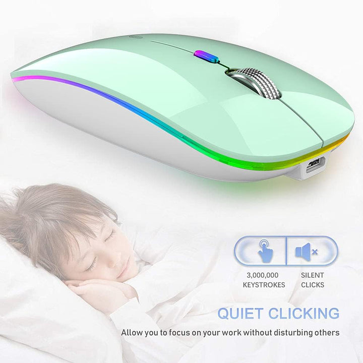Uiosmuph Bluetooth Maus Kabellose, LED Funkmaus wiederaufladbar Leise Wireless Mouse 2.4GHz Kabellos