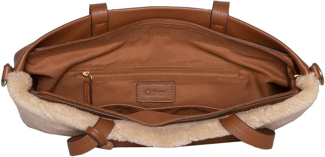 Gabor bags Donna Damen Shopper Umhängetasche Reissverschluss Mittelgross Beige