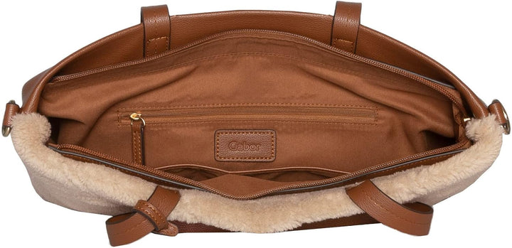 Gabor bags Donna Damen Shopper Umhängetasche Reissverschluss Mittelgross Beige