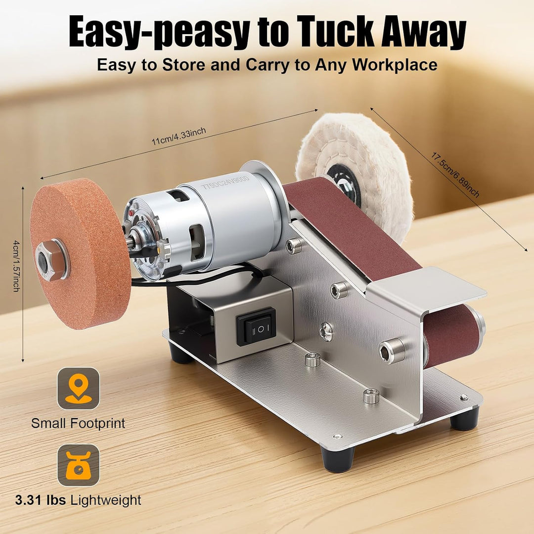 Mini Bandschleifer 775 Motor 7-Gang regelbar 150W Schleifmaschine für Holz Metall Kunststoff Edelsta