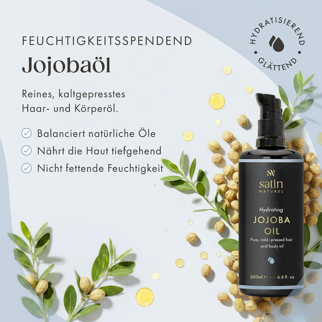 Jojobaöl BIO Kaltgepresst – 200ml - Vegan – Jojobaöl Bio für Kosmetik – Jojobaöl Haare &amp; Gesicht von