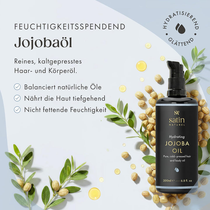 Jojobaöl BIO Kaltgepresst – 200ml - Vegan – Jojobaöl Bio für Kosmetik – Jojobaöl Haare &amp; Gesicht von