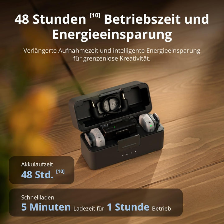DJI Mic Mini 2 (2 TX + 1 Mobile RX + Ladeschale), Lavalier-Mikrofon, Ansteckmikrofon für iPhone und