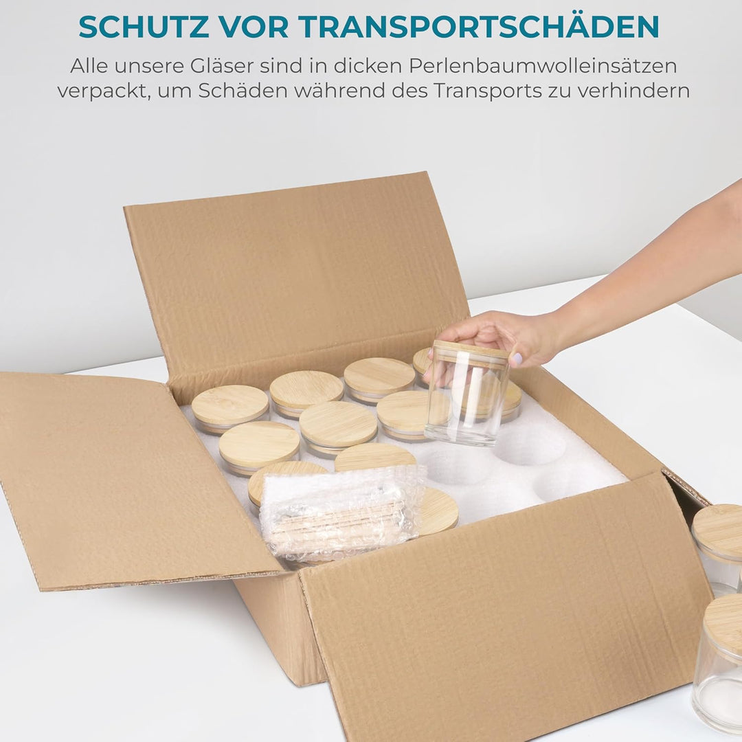 Winter Shore 300 ml Glaszylinder für Kerzen (16er-Pack) - Kerzen Glas Leer zum Giessen, Hochwertige