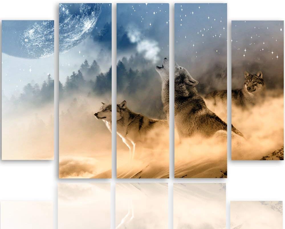 Feeby Leinwandbild - 5 Teile - Bilder, Wand Bild, Wandbilder, Kunstdruck XXL, 5-Teilig, Typ B, 150x1