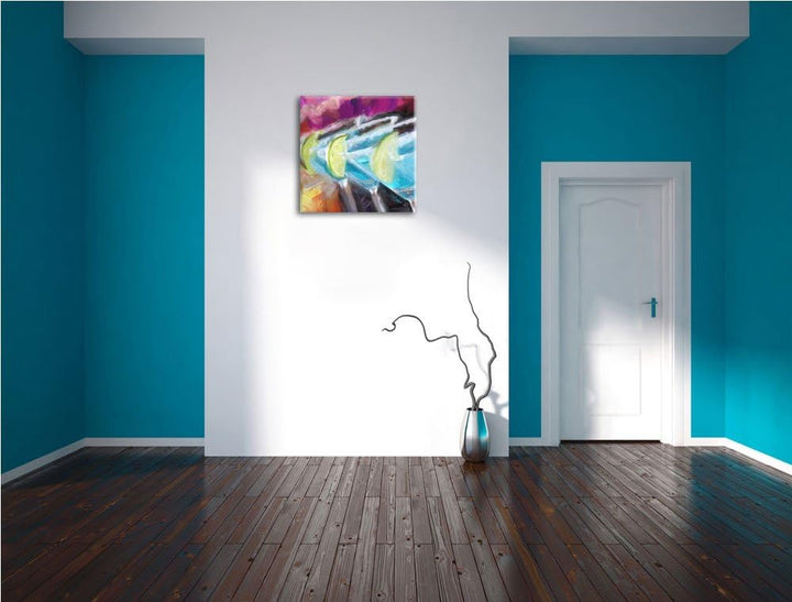 Pixxprint Blaue Cocktails als Leinwandbild Quadratisch/Grösse: 70x70 / Wandbild/Kunstdruck/fertig be