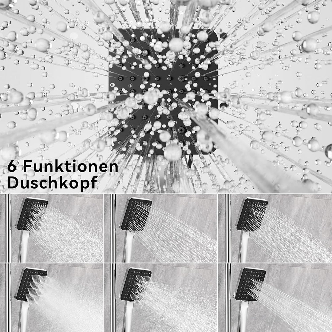 Auralum Duschsystem mit Badewannenarmatur und Ablage, Innovatives Klaviertasten-Design Duschset, Han