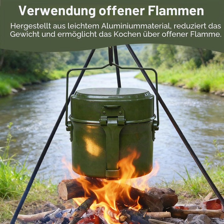 Camping Kochgeschirr Mess Kit, Camping Geschirr Set, Aluminium Und Edelstahl Bundeswehr Essgeschirr