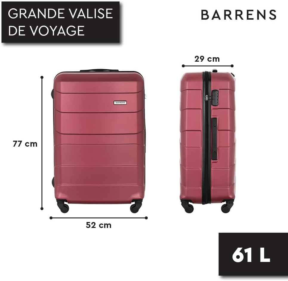 BARRENS Grosser Koffer | Aufgabegepäck | 77x52x29 cm | 90 L | 4x360 Grad Rollen | Flexibler Griff |