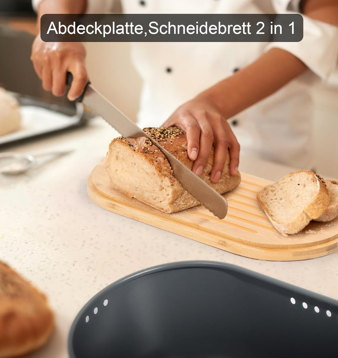 Brotkasten mit Grosser Kapazität, Hochwertige Metall Brotbox, Die Aufbewahrung für noch länger frisc