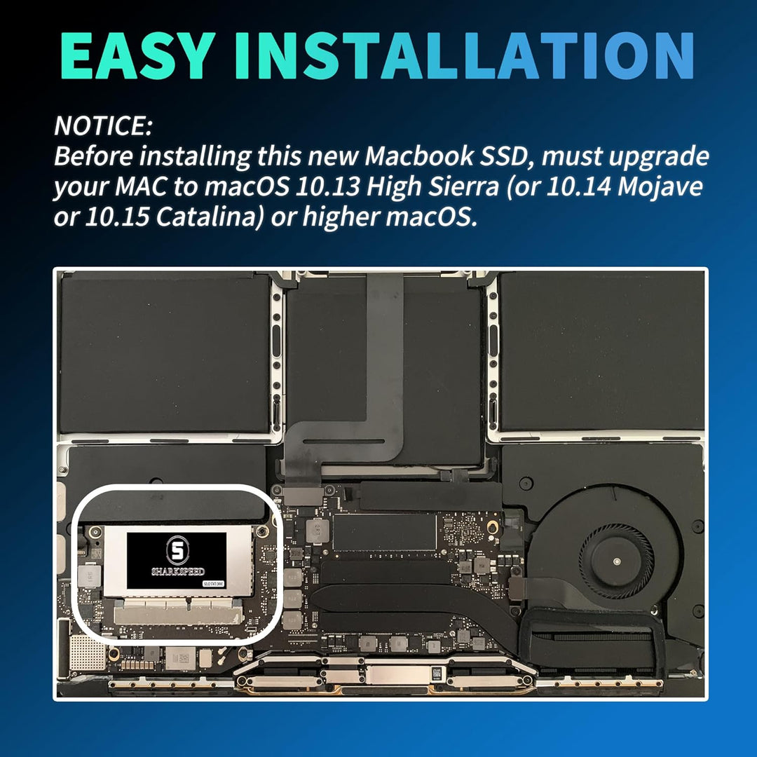 SHARKSPEED SSD 1TB NVMe für MacBook Pro M.2 PCIe Gen3.0x4 3D NAND Festplatte Intern Upgrade für MacB