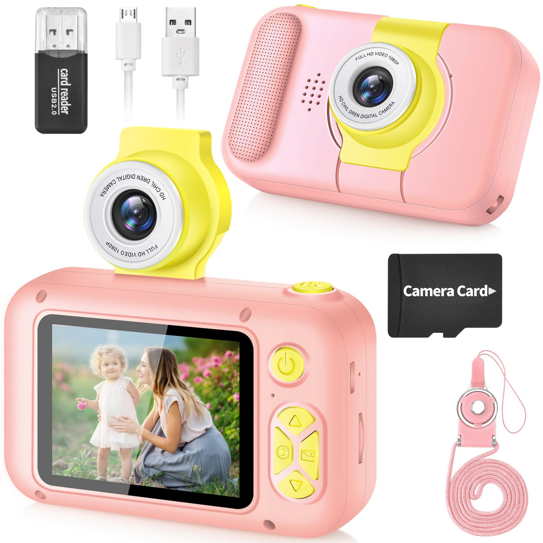 ARNSSIEN Digitalkamera für Kinder Kamera,2,4" IPS Kinderkamera mit 180°Flip | 1080P videokamera &amp; Se