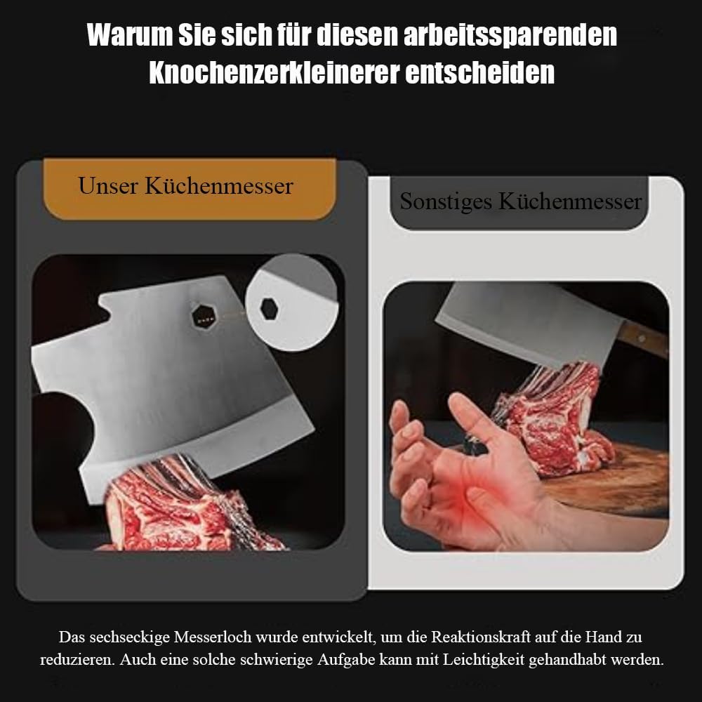 Kitory Hackmesser 15 cm Klinge, Küchenbeil für gefrorenes Fleisch und grosse Knochen, Extrem Scharf