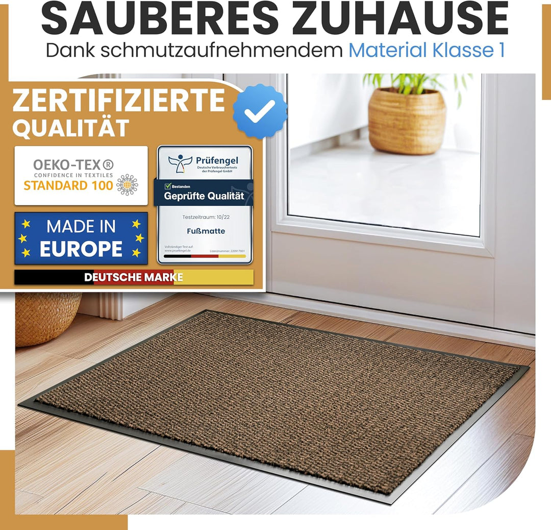 Bodenständig® Saubere Schuhe Dank saugstarkem Stoff (robust) perfekte Grösse Braun in 60x90cm - Fuss
