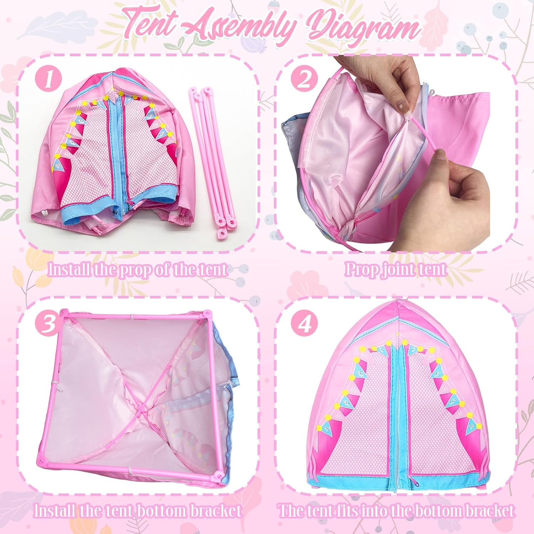 43 Kleidung Camping Sets Kompatibel mit Barbie 11.5inch Puppe, 1 Zelt 1 Liegestuhl 4 Oberteile 4 Hos