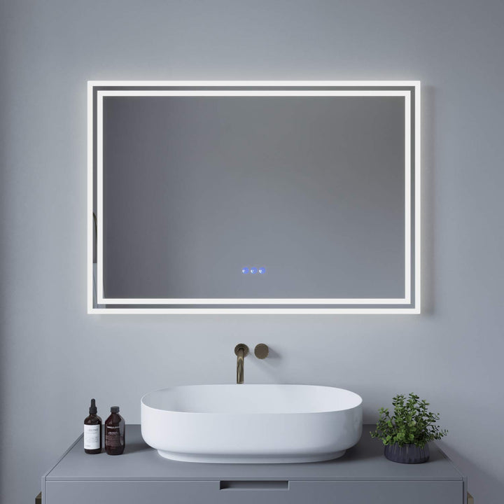 AQUALAVOS Badezimmerspiegel mit Beleuchtung Led Badspiegel Beleuchtet 100x70 cm Wandspiegel Gross Si