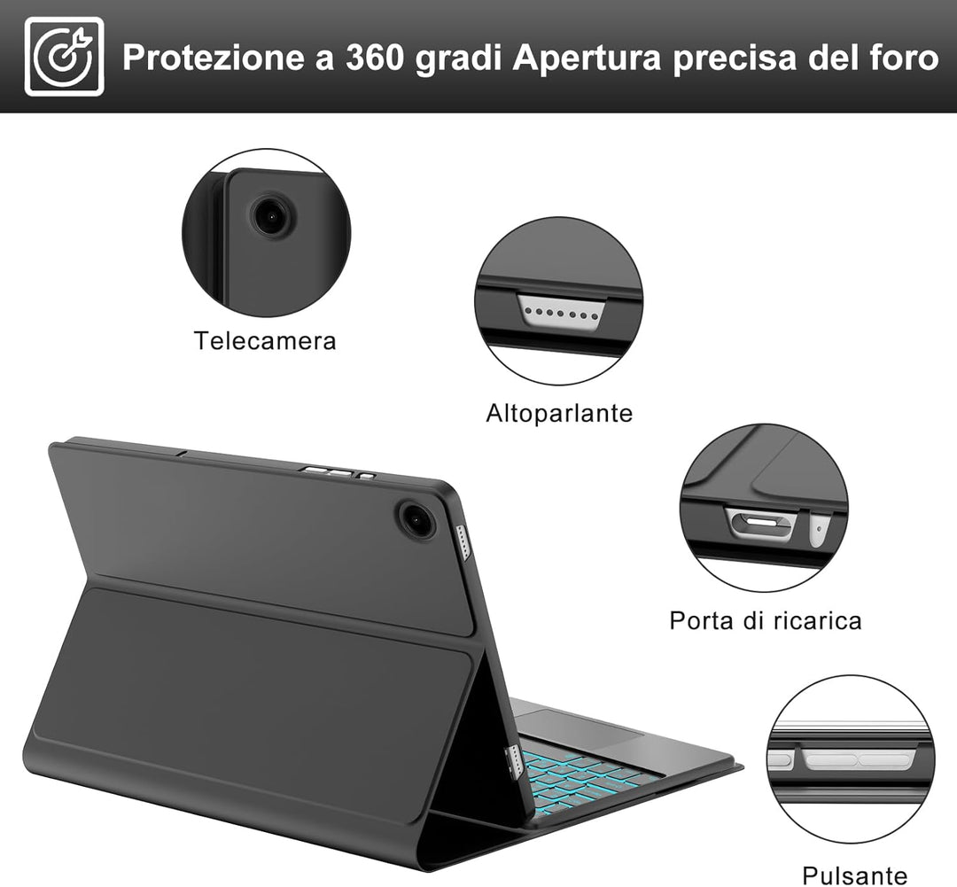 FOGARI Hülle mit Tastatur für Samsung Galaxy Tab A9 Plus 11 Zoll 2023 | Mit Multi Touch Trackpad und