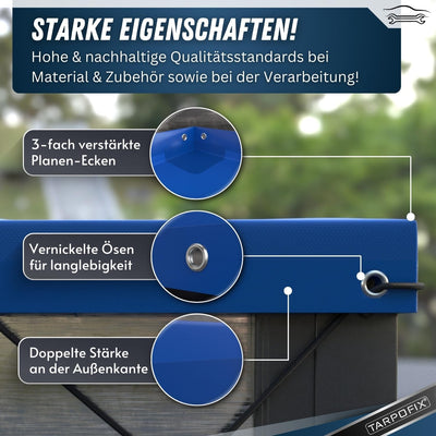 Tarpofix® Anhängerplane Flachplane 160 x 115 x 7,5 cm + 1x Planenbügel (verstellbar 100-145 cm) - ra