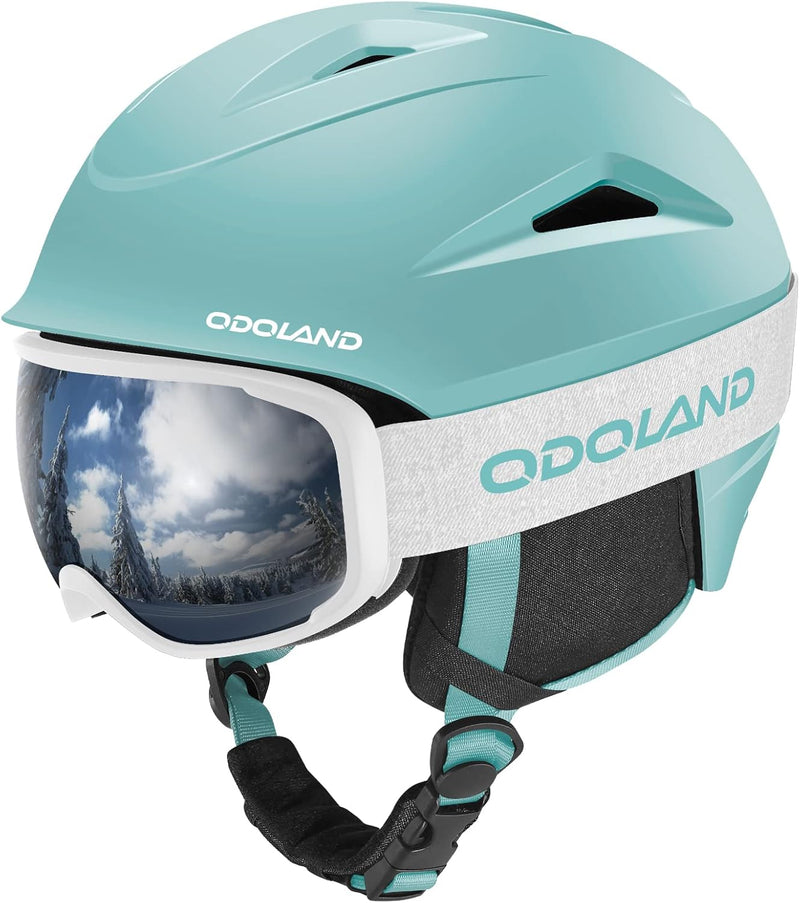 Odoland Skihelm mit Skibrille für Skifahren und Snowboard, Einstellbare Grössenverstellbar, mit Ohre