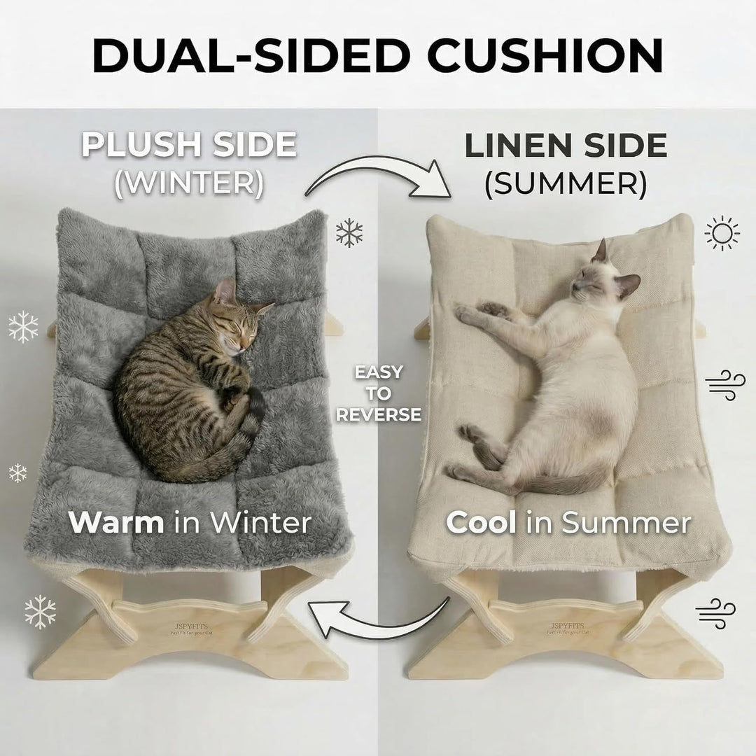 JSPYFITS Katzenbett, Plüsch-Samt-Katzenbetten für Indoor-Katzen, Katzenhängematte aus Holz, 54 x 42