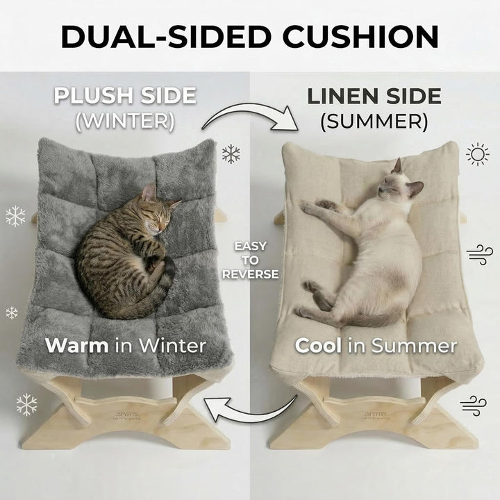 JSPYFITS Katzenbett, Plüsch-Samt-Katzenbetten für Indoor-Katzen, Katzenhängematte aus Holz, 54 x 42