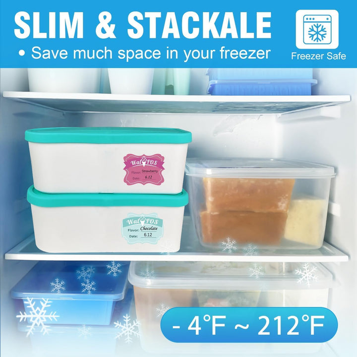 Walfos® Eisbehälter für Speiseeis 1.5L, Wiederverwendbare Hausgemachte Eiscreme-Behälter mit Silikon