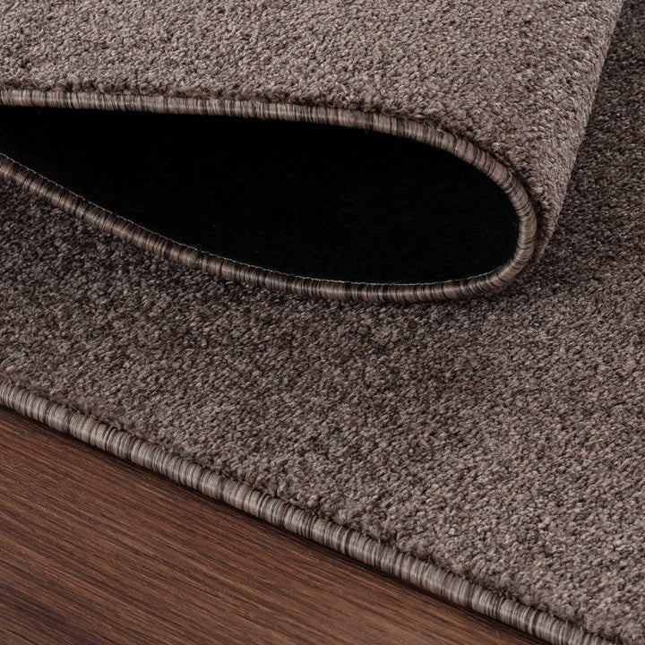 Carpetsale24 Dichter Kurzflor Teppich Wohnzimmer Mokka 120 cm Rund Modern Einfarbig Design - Flausch