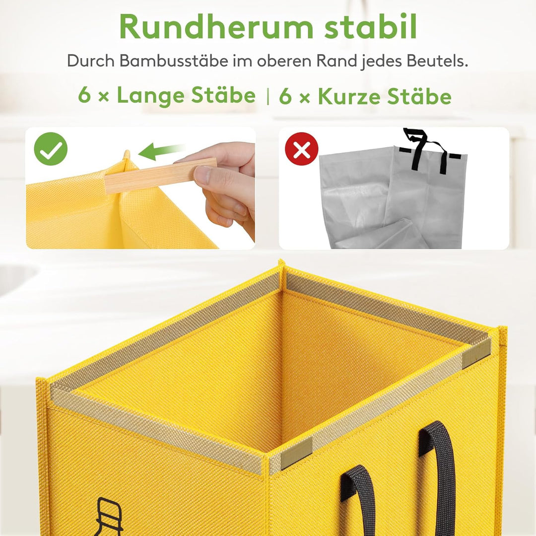 Lifewit Mülltrennsystem für Küche，Mülleimer 3 fächer für Papier, Glas und Plastik ，Recycling behälte