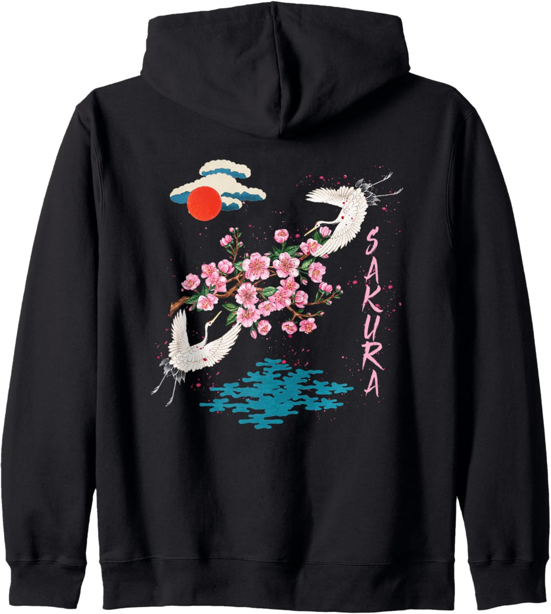 Vintage Sakura Cherry Blossom Japanische Grafikkunst Kapuzenjacke