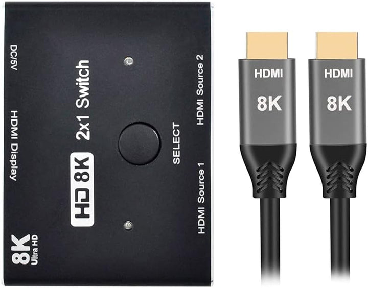 xiwai 8K @ 60hz HDMI-kompatibler 2.1-Switch & 3 Kabel 2-in-1-OUT Hub unterstützt HDCP SST Extended 4