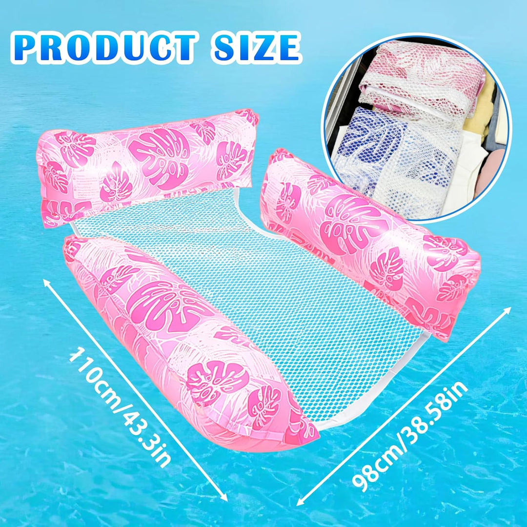 Luftmatratze Pool Wasserhängematte, 2 Stück Luftmatratze Pool Erwachsene, Schwimmsessel mit Rückenle