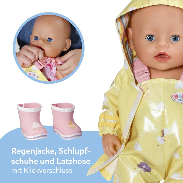 Baby Born Regen-Oufit mit Regenmantel, Regenhose und Gummistiefeln für 43 cm Puppen