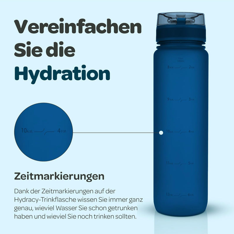 Hydracy Trinkflasche mit Fruchteinsatz - 1L Wasserflasche - BPA-freie Trinkflasche mit Zeitmarkierun